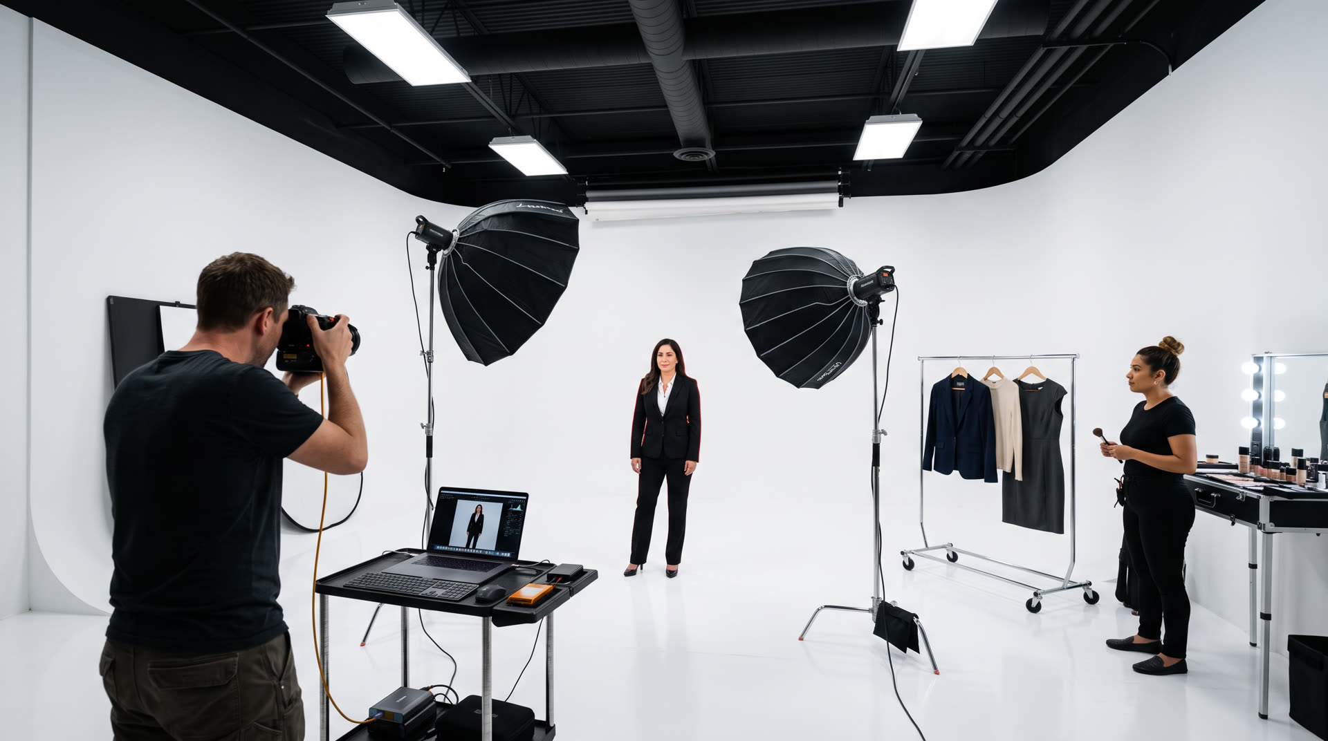 Branding session in progress on the Stage 3 cyclorama